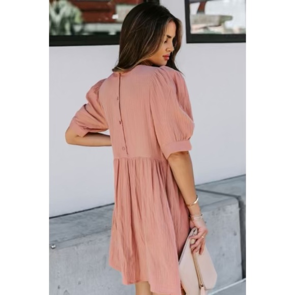 puff sleeve swing dress - mauve - Picture 2 of 3